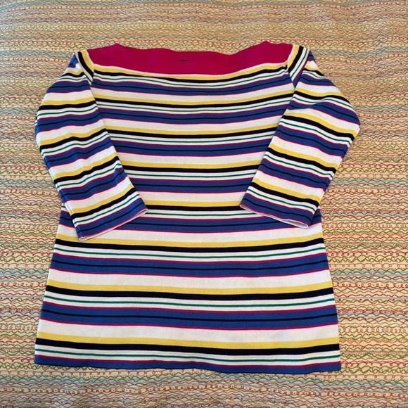 Ralph Lauren Striped Multicolor Women's Boat Neck Top Size Large - Picture 3 of 7